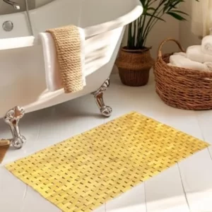 Doğal Bambu Görünümlü Ahşap Blok Banyo Paspası – 40x60 cm