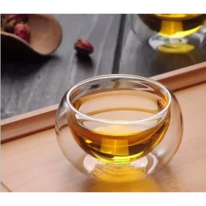 6'lı Çift Cidarlı Mini Cam Kase & Sosluk Seti – 35 ml Borosilikat Cam