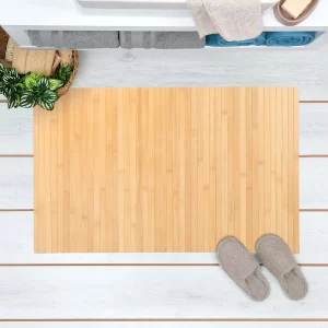 Doğal Ahşap Bambu Banyo Matı – 40x70 cm Kaydırmaz Banyo Paspası