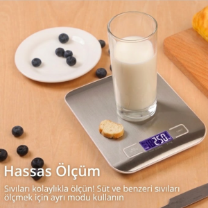 Paslanmaz Çelik Dijital Hassas Mutfak Terazisi – 5 Kg / 1 Gr